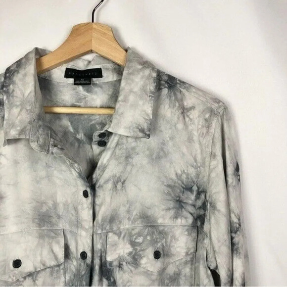 Sanctuary Gray Tie Dye Washed Boyfriend Long Sleeve Button Down XS - Picture 4 of 5